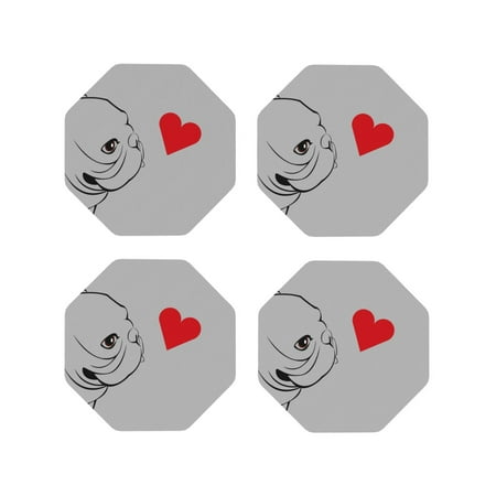 

Tideii Animal Bulldog1 for Leather Coasters 4 Pieces Anti-fouling and Anti-scalding Decorative Coasters Suitable for Restaurants Kitchens Coffee Shops-Octagon