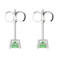 thumbnail image 4 of 14K Solid Gold Push Back Stud Earrings for Women | 0.5 cttw Princess Cut Simulated Green Diamond | White Gold, 4 of 5
