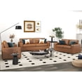 thumbnail image 3 of Roundhill Furniture Sakan Leather Upholstered 4-Piece Living Room Set, Sofa Loveseat Cutler Chair and Ottoman, Caramel, 3 of 16