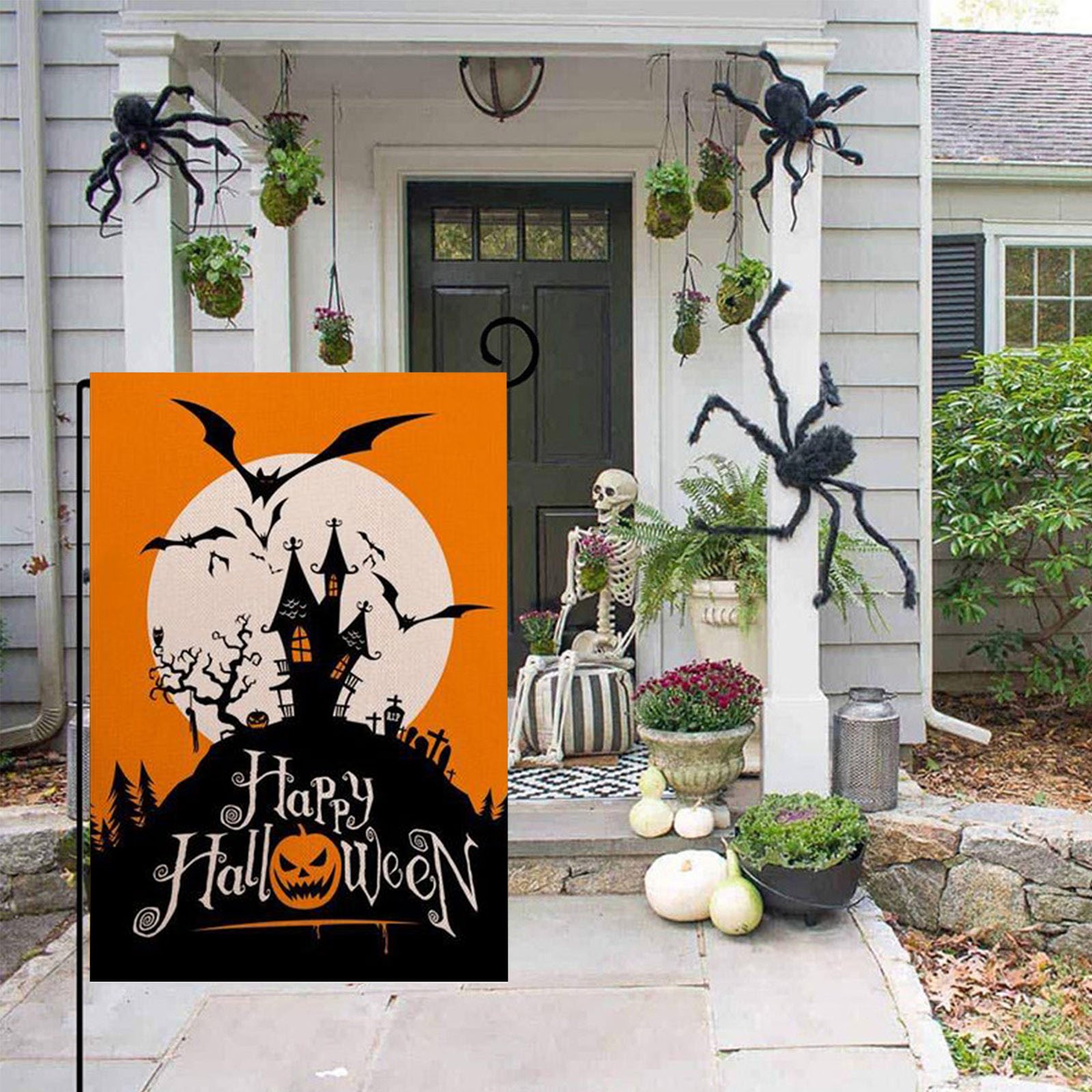 Details about / 18/" Happy Halloween Pumpkins Face Garden Flag Yard Banner Outdoor Decor #246