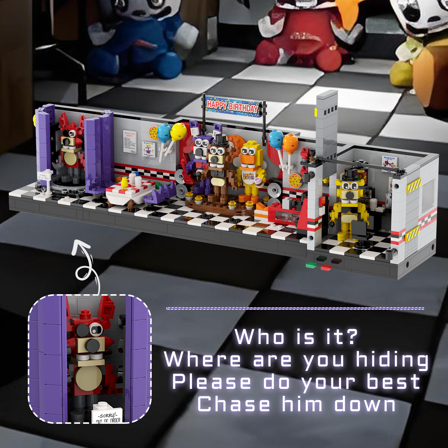 MOOXI Five Nights Stage Building Blocks Toys,FNAF Classic Horror Game Building Set,Halloween Birthday Gifts for Boys and Girls(1338pcs)