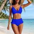 thumbnail image 2 of Trajes de Baño de Corte Alto para Mujeres de Color Sólido con Cojín de Pecho, sin Soporte de Acero Traje de Baño Dividido con Cordón Suelto, Cintura Alta, 2 of 6