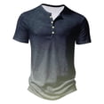 thumbnail image 3 of Aofany Plus Size Mens Henley Shirts Big And Tall Mens Casual Short Sleeve Button Tops Gradient Pullover Blouse, 3 of 4