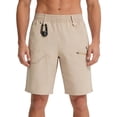 thumbnail image 6 of Gamivast Cargo Shorts for Men Hiking Quick Dry Outdoor Utility Shorts with Zipper Pocket Elastic Waist Belt Loops Lightweight Fishing Travel Tactical Work Shorts Beige L, 6 of 6