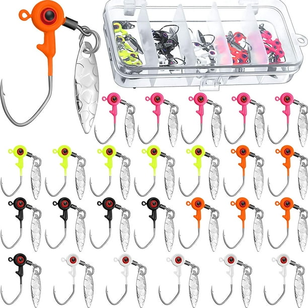 Fishing Jig Heads Kit Fishing Water Hooks Fishing Hook Lure Jigs Fishing  Accessories and Plastic Box for Bass and Crappie, 1/ 8 oz 
