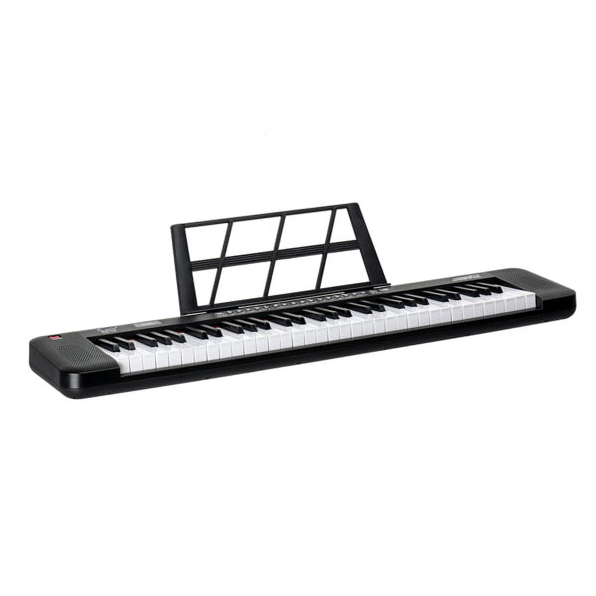 61 Key Lighting Keyboard with Piano Stand, Piano Bench, Built In Speakers, Headphone, Microphone, Music Rest, LED Screen, 3 Teaching Modes for Beginners