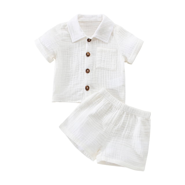 xiaxaixu Bambin 2Pcs Été Tenues, Manches Courtes Bouton vers le Bas Chemise + Ensemble Short