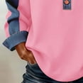 thumbnail image 7 of Plus Size Button Down Shirts for Women Women's Solid Color Casual Long Sleeved Lapel Button Denim Splicing Pullover Sweatshirt Tops, 7 of 7
