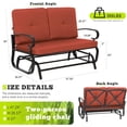 thumbnail image 3 of SOLAURA 2-Person Outdoor Swing Glider Chair Bench Love Seat Cushioned Sofa,Red, 3 of 8