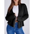 thumbnail image 4 of Womens Cropped Cardigan Open Front Shawl 2025 Fall Trendy Long Sleeve Sweater Jacket Black M, 4 of 9