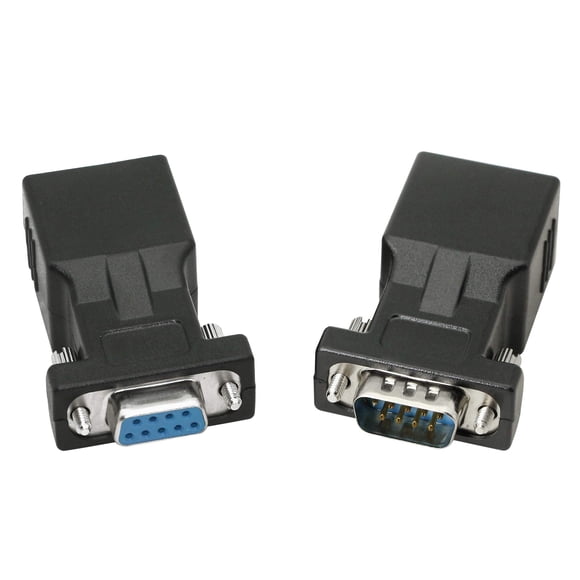 DB9 RS232 to RJ45 Extender, DB9 9-Pin Serial Port Female&Male to RJ45 CAT5 CAT6 Ethernet LAN Extend Adapter Cable-2pcs (2-Adapter)