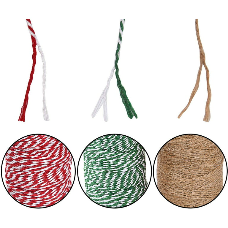 Christmas Cotton Twine and Natural Jute String Rope for Holiday Gift  Wrapping Tag Ornaments, Baking, Butchers, DIY CraftsC