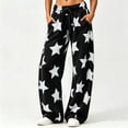 thumbnail image 2 of Mifsaly Womens Lounge Sweatpants Star Print High Waisted Baggy Athletic Track Pants Drawstring Casual Streetwear Jogging and Gym Workout Black,S, 2 of 2