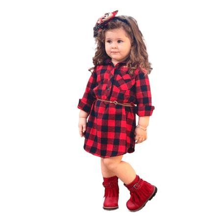 

Newborn Kid Baby Girl Plaid Princess Party Long Sleeve Dress Clothes Girls Sashes Dresses Cute For Children Girl