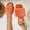 Orange-A, variant on Women's Faux Fleece Memory Foam House Slippers with Metal Decoration, Square Open Toe Slides, Plush Flat Indoor Outdoor Footwear Black-A
