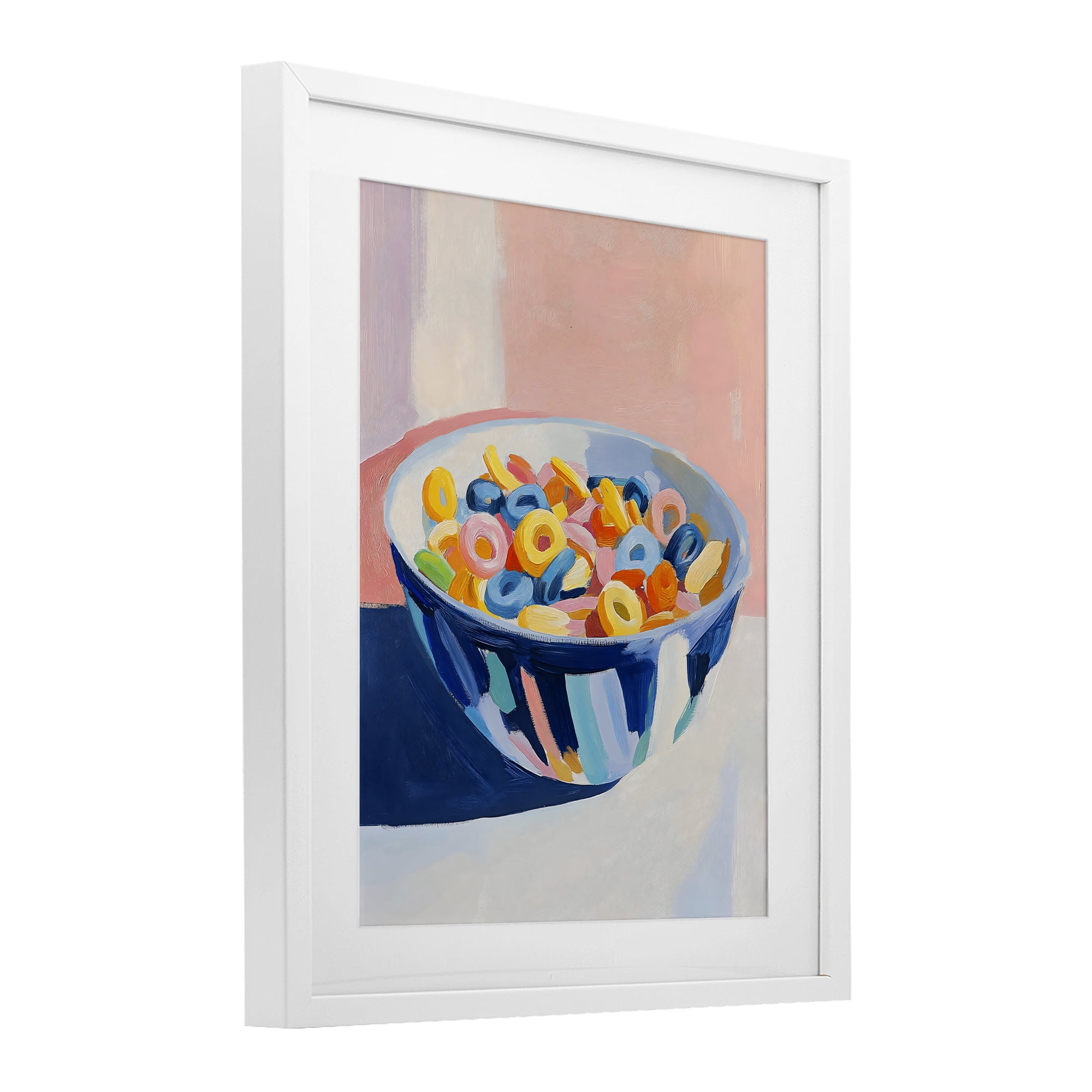 Stupell Industries Colorful Cereal Bowl White Framed Print Under Glass, design by The Prints Vibe
