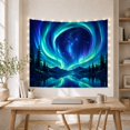 thumbnail image 5 of Aurora Borealis Spiral Vortex Over Mountain Lake, Mystical Fantasy Celestial Landscape for Nature Lovers, Cosmic Home Decor Housewarming Gift Tapestry Wall Hanging for Bedroom, Living Room, 5 of 7
