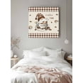 thumbnail image 3 of Canvas Print Wall Art Farmhouse Coffee Time Gnome Beans Brown Plaid Country Framed Canvas Art Wall Decor Pictures Painting Morden Artwork for Living Room Bedroom, Ready to Hang, 20"x20", 3 of 4