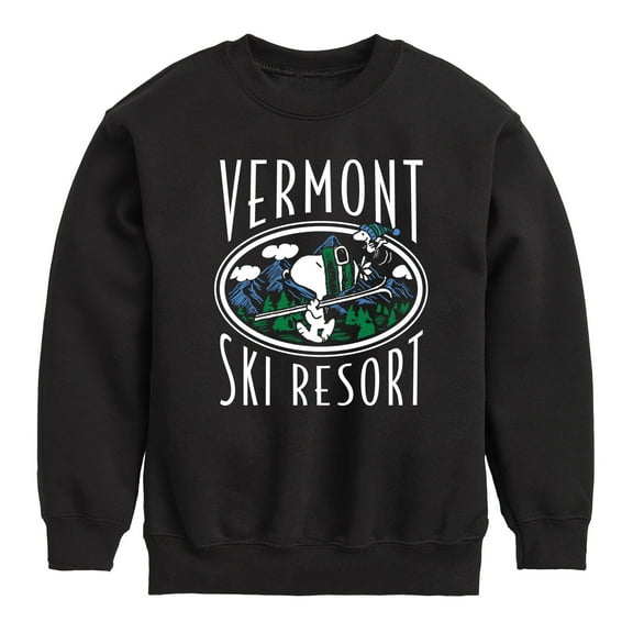 Peanuts - Snoopy and Woodstock Vermont Ski Resort - Toddler And Youth Crewneck Fleece Sweatshirt