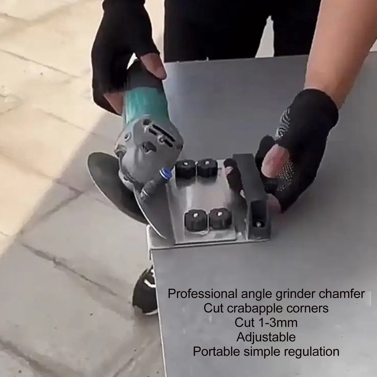 Rupoun Angle Grinder Stand for Tile 45 Degree Chamfer Cutting Stainless Steel Adjustable Bracket Holder, 6.9x5.4in / 17.5x13.8cm