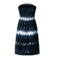thumbnail image 4 of Amazhiyu Womens Summer Strapless Dresses Satin Tie Dye Smocked Waist Sexy Mini Sundress, 4 of 8