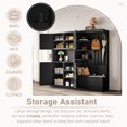 thumbnail image 6 of Hall Tree with Storage Cabinet, Multi-Purpose Left-Right Combination Entryway Cabinet with 4 Hooks, Bench and Open Shelving for Living Room, Hallway, Black, 6 of 8