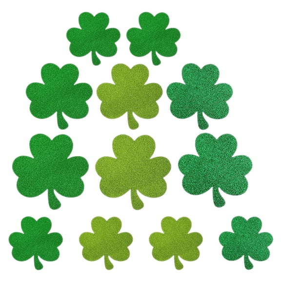 LULULION 45Pcs Paper Shamrock Cutouts for Irish Festival Bulletin Board and DIY Projects