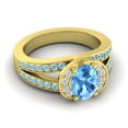 thumbnail image 3 of Diamond-Capitals 2.35 Carat Shiny Oval Cut Blue Topaz & Aquamarine Gemstone Wedding Ring for Fiancee 18K Yellow Gold Size 4, 3 of 8