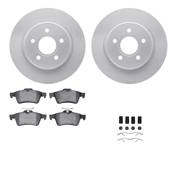 Dynamic Friction Company Rear Geospec Brake Rotors with 5000 Euro Ceramic Brake Pads includes Hardware 4612-27015