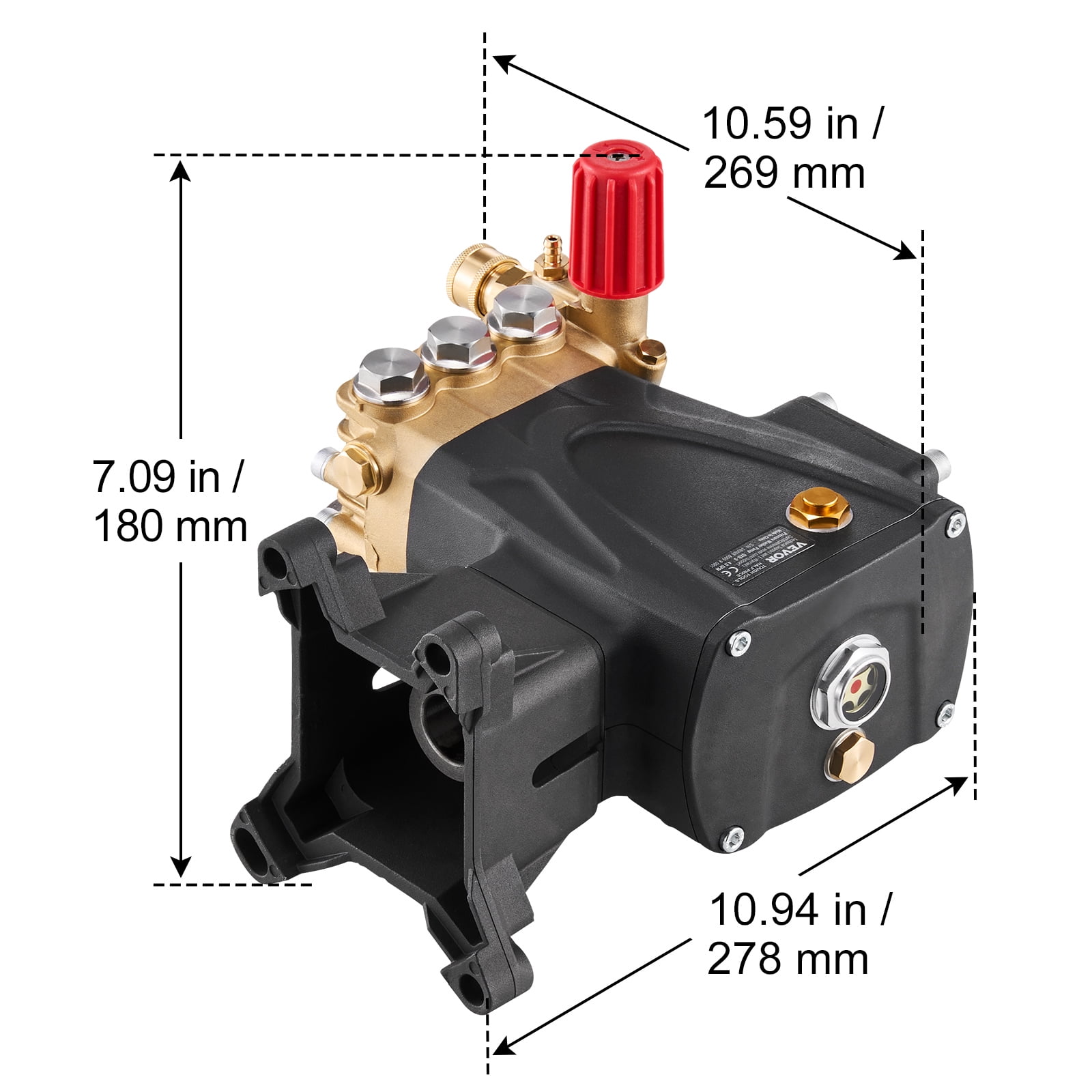 VEVOR Pressure Washer Pump, 1" Shaft Horizontal Triplex Plunger, 4000 PSI, 4.0GPM, Replacement Power Washer Pumps Kit with Hardware, Compatible with Simpson MorFlex 40224, 40225, 40226, Santoprene