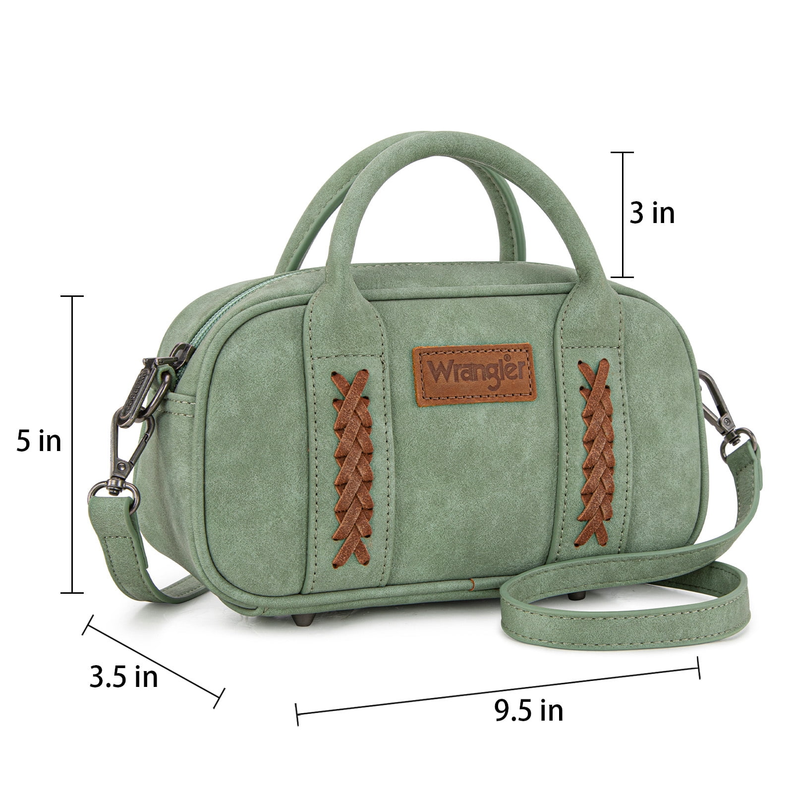 Wrangler Barrel Bag Retro Top Handle Bags with Crossbody Strap Boston Satchel Purse and Handbag Women, Green