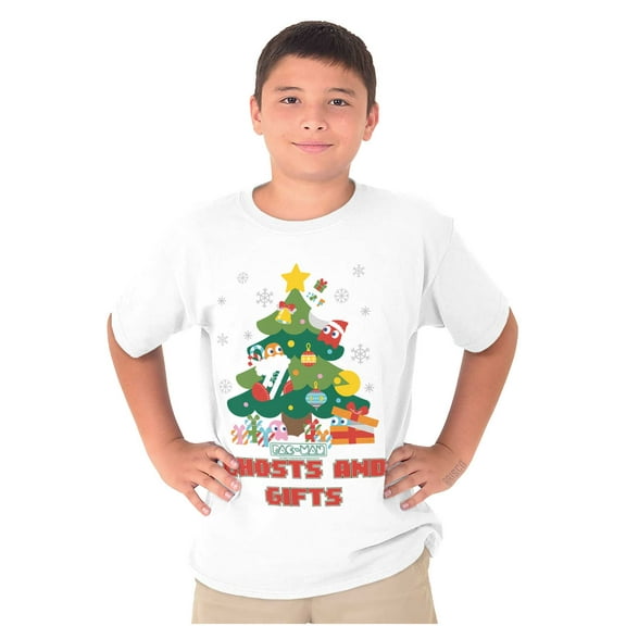 PACMAN Christmas Tree Ghost and Gifts Crewneck T Shirts Boy Girl Brisco Brands S