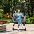 thumbnail image 6 of Dextrus Egg Chair with Stand Outdoor Indoor Egg Lounge Chair with Cushion Wicker Chair PE Rattan Chair Ottoman Included for Patio, Garden, Backyard, Porch, Gray, 6 of 7