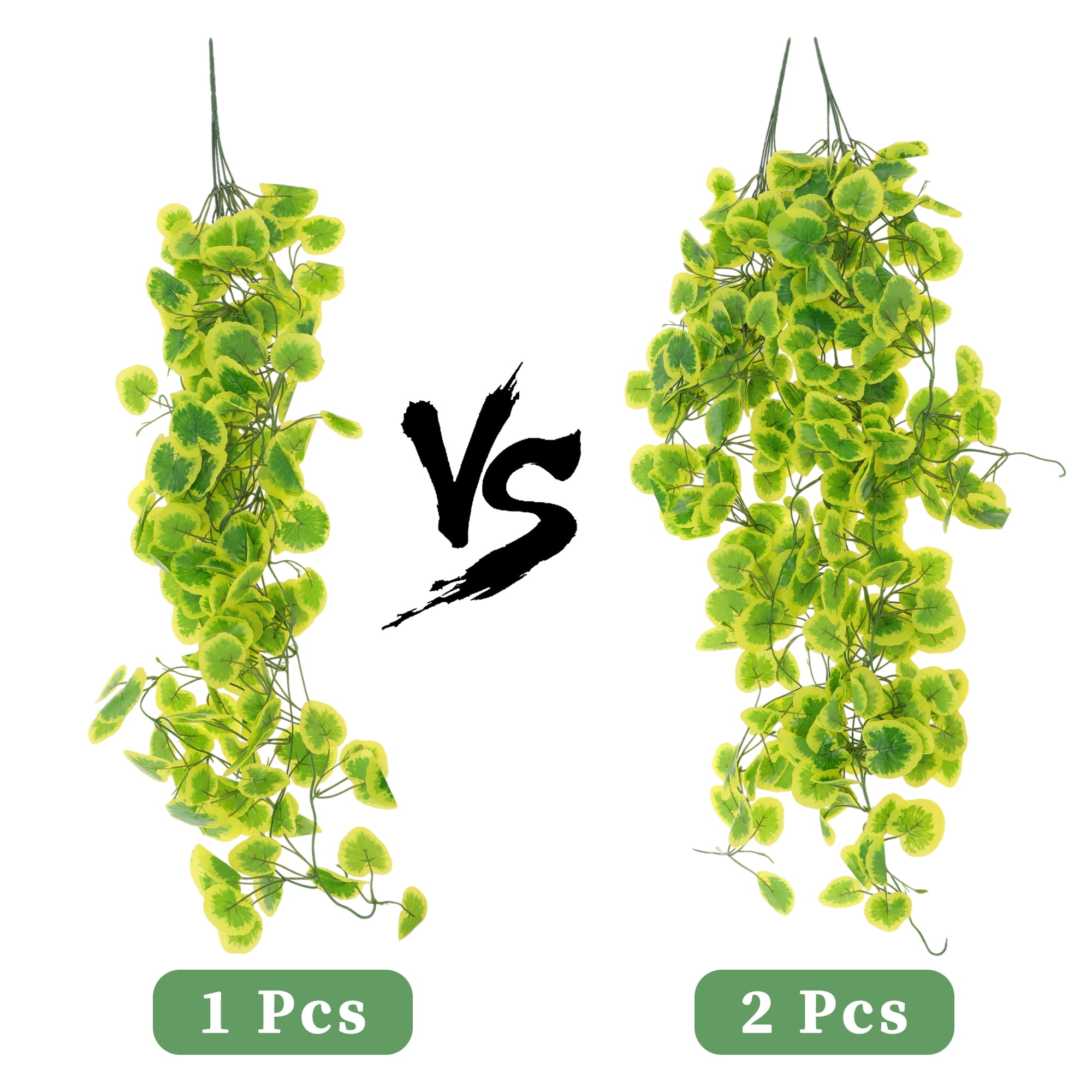Unique Bargains 2pcs Fake Vines 39.37" Faux Greenery Leaves Decor