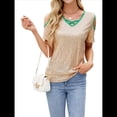 thumbnail image 3 of Camisas Brillantes para Mujer, Blusas de Fiesta con Hombros Descubiertos y Cuello en V, Atuendos para Discotecas de Noche Champán S, 3 of 10