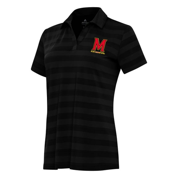 Women's Antigua Black Maryland Terrapins Tunnel Polo