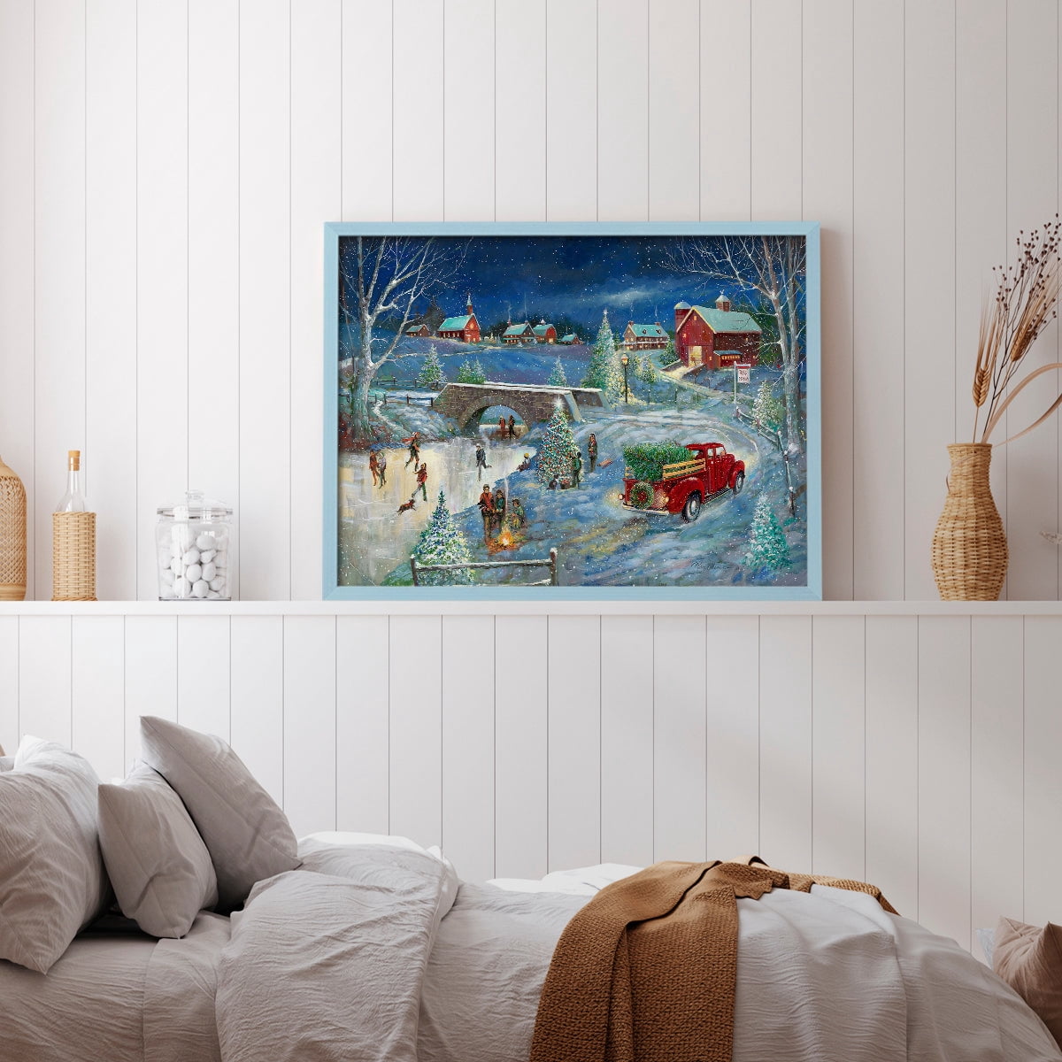 Warm Holiday Memories by Ruane Manning - Restickable Framed Giclée Print with Real Wood Frame