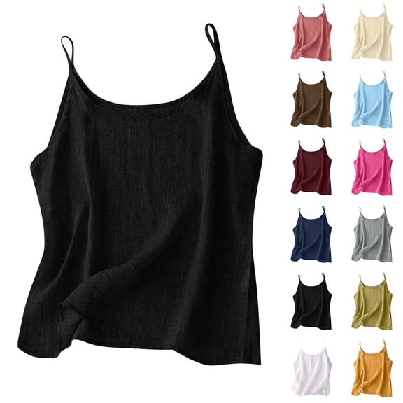 Dwralegc Linen Tank Tops for Women Plus Size Beach Gauze Tees Layering Camisoles Summer Vacation Camisole Lounge Lightweight Sleeveless Clothes Light Blue 2XL