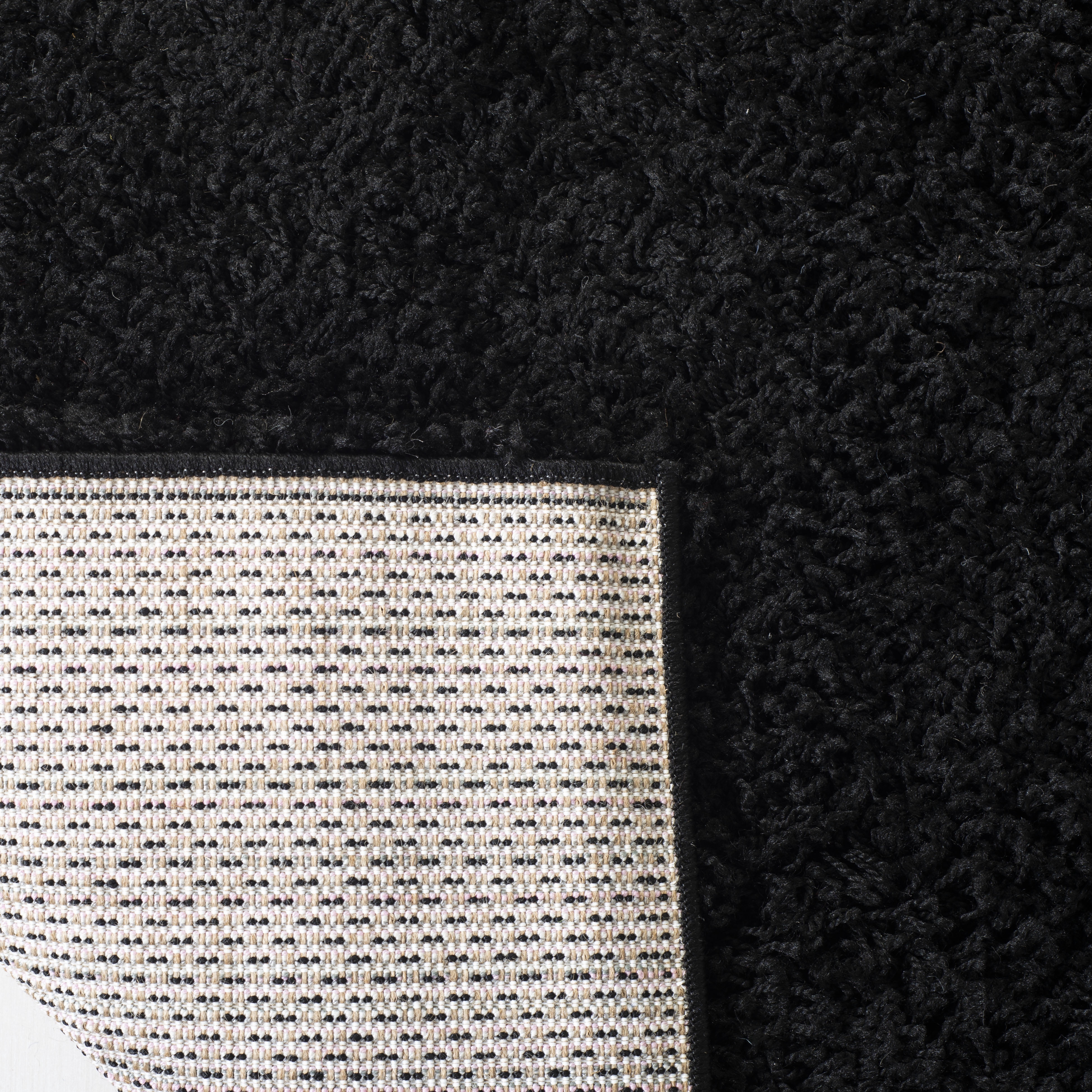 SAFAVIEH Lavena Solid Plush Shag Runner Rug, Black, 2'3" x 8'