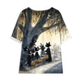 thumbnail image 5 of Godom Halloween T Shirts for Women Oversized Shirt Ghost Graphic Button Casual Short Sleeve Tees, 5 of 7