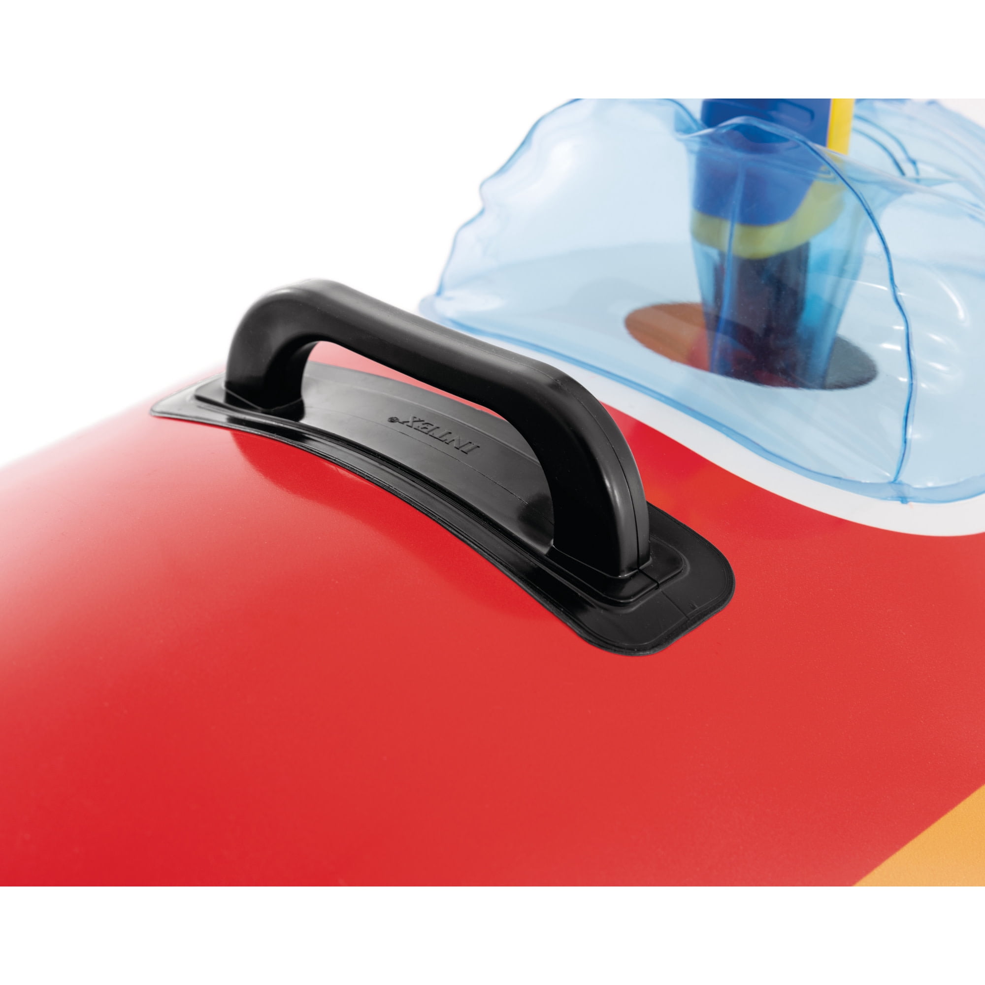 Intex: Jet Fighter Plane Pool Float - Assorted Color, Red OR Blue - Inflatable Ride-On, Attached Water Blaster, Pool & Water Play, 88lb Cap, Kids 3+