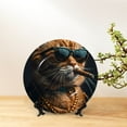 thumbnail image 6 of Picia Dapper Cat in Sunglasses Pattern Bone China Decorative Plate – Wall Decor with Stand and Adhesive, Elegant Ornament for Living Room, Office, or Entryway-7in, 6 of 6