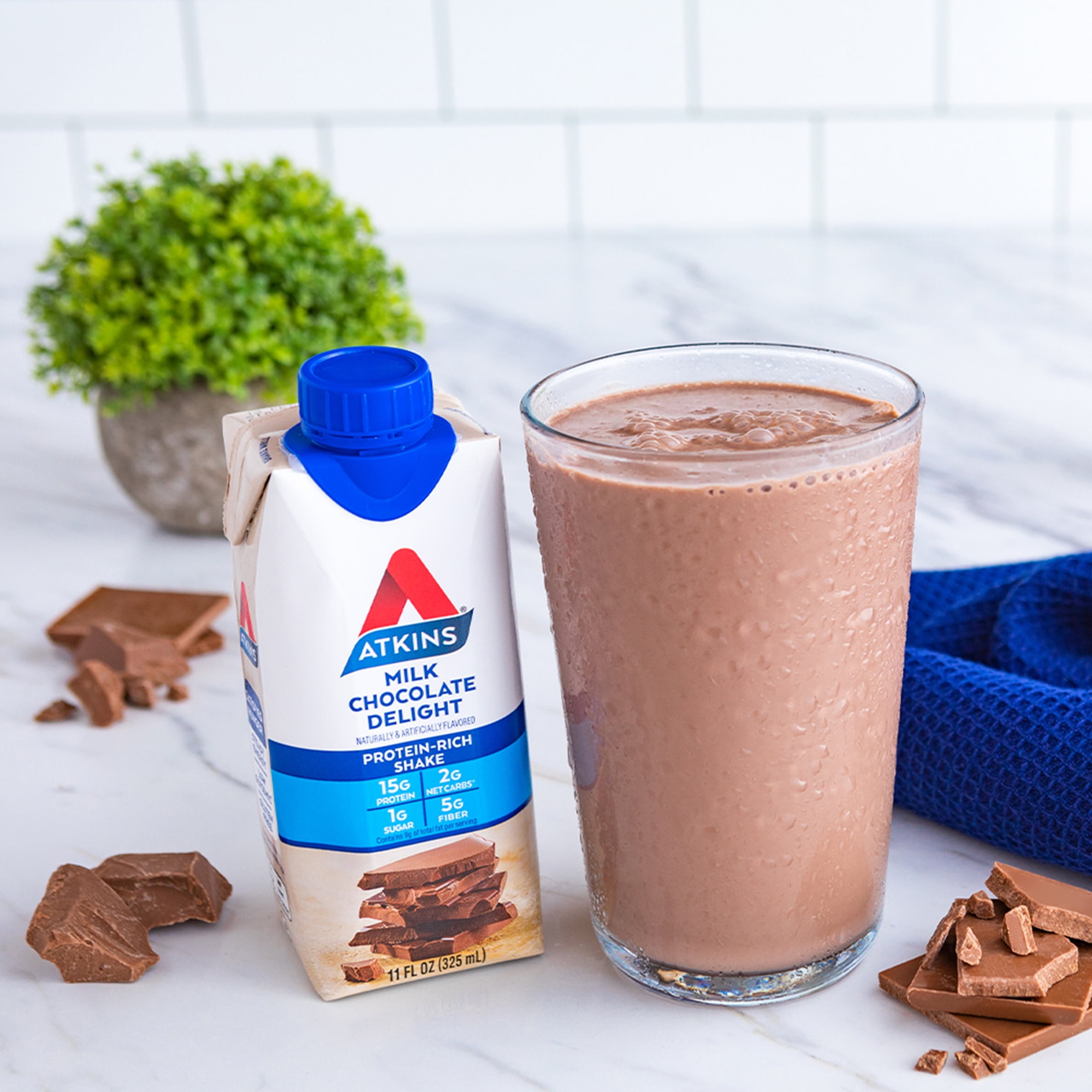 Atkins Protein Shake, Milk Chocolate Delight, 15g Protein, Keto Friendly, 11.0 oz., 12 Count