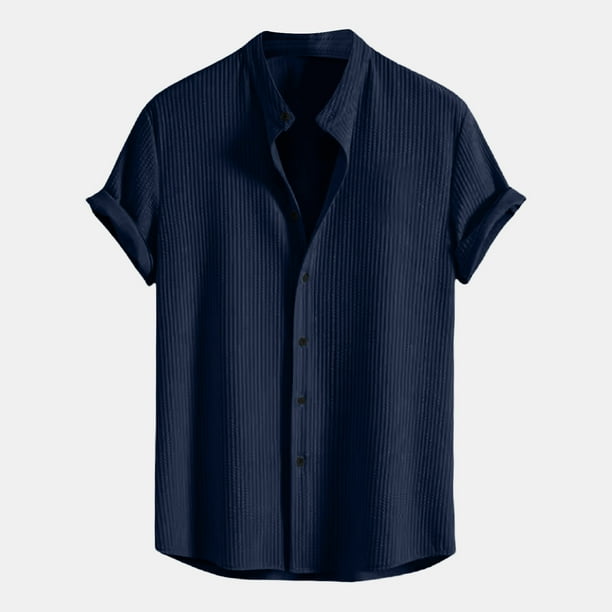 pstuiky Camisas de vestir de manga corta para hombre, Camiseta deportiva de manga corta con cuello en V y secado elástico para hombre, color liso camisetas de hombre l