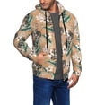 thumbnail image 2 of Kdxio Tropical Leaves Flower Print Men Hoodies Casual Hoodies for Men with Zip Pockets Full Zip Long Sleeve Sweatshirt Sports Hooded Jacket-X-Large, 2 of 5