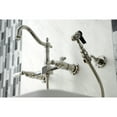 thumbnail image 4 of Kingston Brass KS1266PLBS Heritage Double-Handle Wall-Mount Bridge Kitchen Faucet with Brass Sprayer, Polished Nickel, 4 of 7