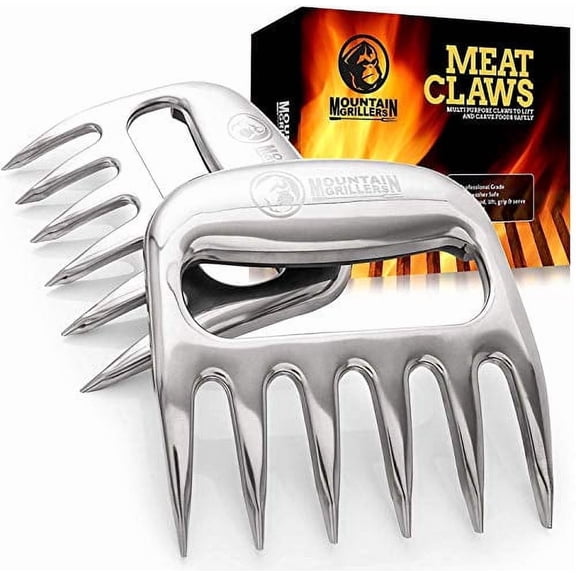 MOUNTAIN GRILLERS Bear Claws Meat Shredder for BBQ - Set of 2 (Stainless Steel)