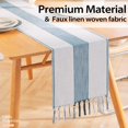 thumbnail image 3 of GHSDFBB Rustic Farmhouse Table Runner 72 Iches Long Burlap Style 13\u201cx72", Handmade Braided Table Runner with Tassels for Dining Party Holiday(Steelblue), 3 of 6