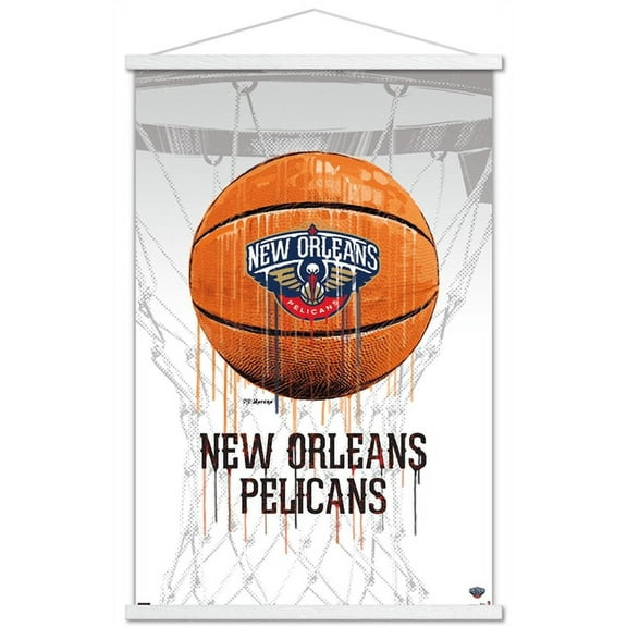 NBA New Orleans Pelicans - Drip Basketball 21 Wall Poster with Wooden Magnetic Frame, 22.375" x 34"