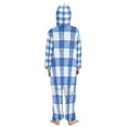 thumbnail image 3 of Soft Big Kids Onesie Pajamas Cozy Loose-Fit Jumpsuits for kids with Pockets for Christmas Lounge & Play Blue and White Gingham, 3 of 8